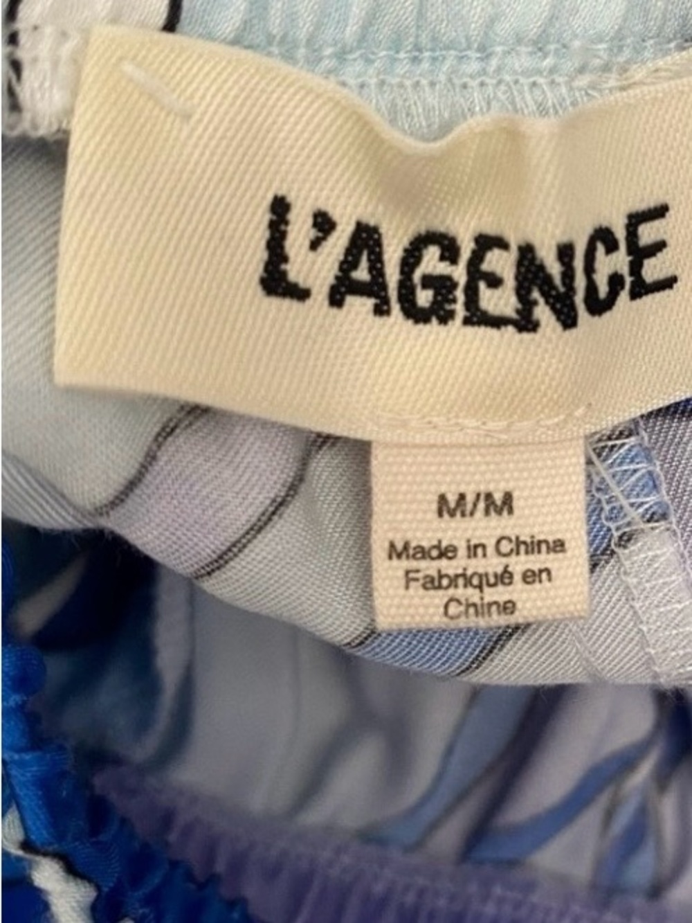 L’Agence Pull On Wide Leg Flowy Pants Blue White Lavender size medium - Picture 3 of 4